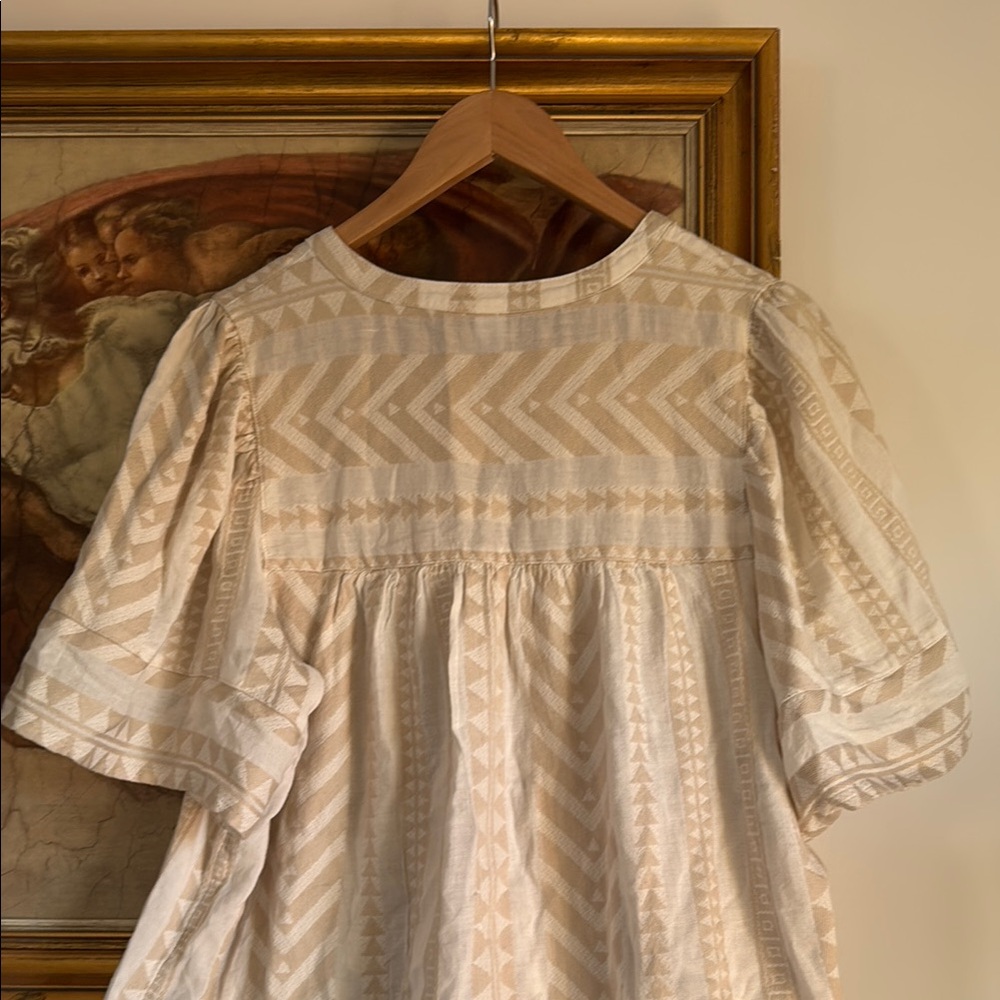 Wide Sleeve Cream Patterned Top - Picture 2 of 6